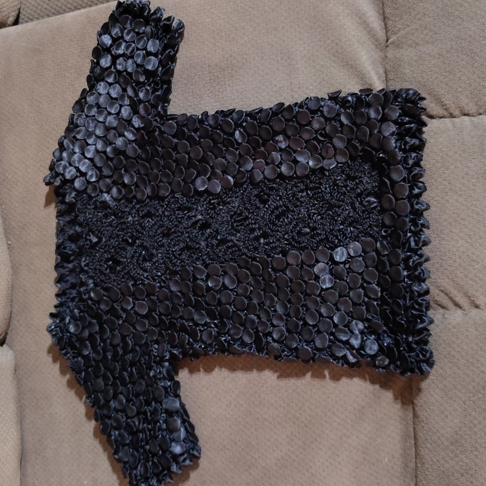 Black Shimmer Puffy Textured Top